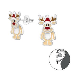 Weihnachtsohrringe: Doppel Ohrstecker Silber Ohrringe Rentier / Elch