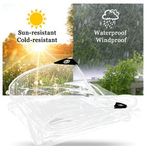 Wasserdichte transparente PVC-Plane mit Ösen Wetterfeste langlebige Überdachungen Faltbare 0,39 mm Regenabdeckung für Gartenmöbel - 4m*2m