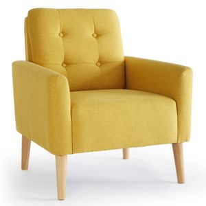Mondeer Sessel, Sofa, Fernsehsessel, mit Massivholz Rahmen und Füßen, Gelb