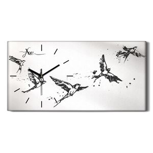 Wohnzimmer-Bild Leinwand Uhr Geräuschlos 60x30 Fliegende Schwalbenschwänze - schwarze Hände
