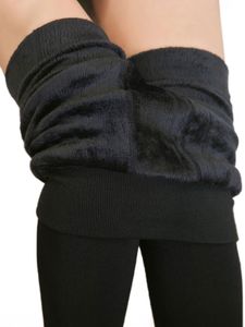 Plus Samt Fleece gefütterte Leggings für Frauen Stretchy Slim Skinny Thermal Leggings Enge Hose,Farbe: Schwarz,Größe:F
