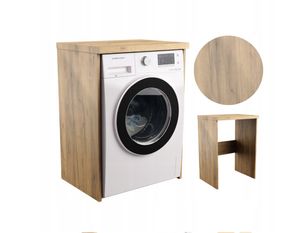SKXMobel Waschmaschinenschrank in Gold Craft, Trockner Schrank und Waschmaschine, Badezimmer Regal Waschmaschinenregal aus Naturholz