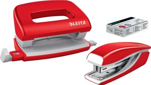 LEITZ Heftgerät & Locher-Set Mini NeXXt WOW rot