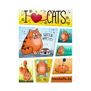 I love cats - Ich liebe Katzen Kühlschrankmagnete 7er Set Kater Haustier Magnete