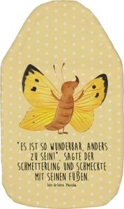 Mr. & Mrs. Panda Wärmflasche Schmetterling Zitronenfalter - Gelb Pastell - Geschenk, Wärmekissen, Motivierend, Liebe, lustige Sprüche, Gute Laune, Tiere, Tiermotive