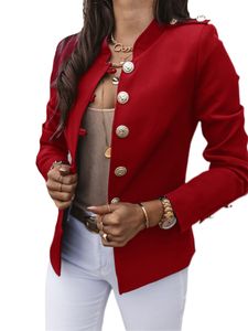 Damen Blazer Langarm Business Jacken Arbeiten Gegen Hals -Strickjacke Lässig Einfarbige Blazer, Farbe:Rot, Größe:Xl