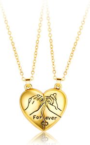 Bixorp Friends BFF Necklace for 2 Heart with Magnetic Pinky Promise - Gold - Nejlepší náhrdelník přátelství Dárek přátelství pro dva