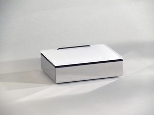 Feuchttücherbox für feuchtes Toilettenpapier aus Edelstahl mit Glasdeckel (weiß)