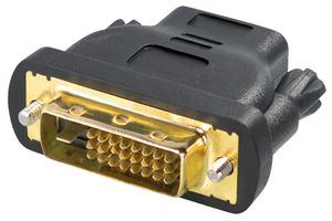 Transmedia DVI / HDMI-Adapter; HDMI-Kupplung 19pol. auf DVI-Stecker 24+1pol., schwarz, vergoldete Kontakte, C 197 B