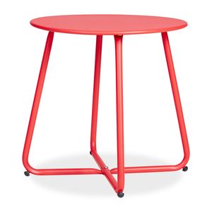 Homestyle4u 2485, Beistelltisch Gartentisch Rot Metall Tisch Ablage Indoor Outdoor