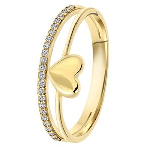 Lucardi - Damen Ring - Herzförmig - Schmuck - Geschenk Gold