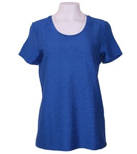 Scotch & Soda Short sleeve Polyester tee Shirt funkelndes Damen Lifestyle-Shirt Glitzer-Shirt Blau, Größe:M