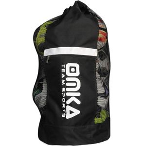 OMKA Fußball Rugby Handball Ballsack Reisetasche Carry Bag mit Schultergurt für 10 Bälle, Farbe:Schwarz