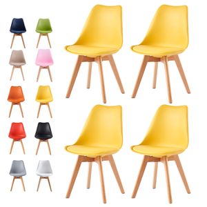 MCC Retro Esszimmerstühle EVA, gepolstert, Kunstleder, Design Stuhl, Küche, Lounge, 4er Set in Gelb