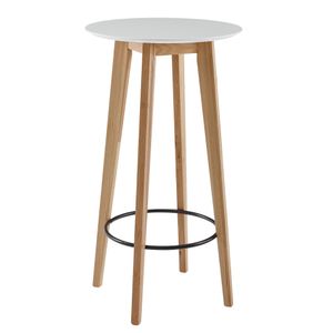 Wohnling Barový stůl 60x110x60 cm bílý kulatý | Barový stůl pro 4 osoby | Moderní barový stůl | Designový párty stůl dřevo | Vysoký stůl dub skandinávský