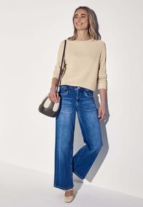Street One Langarmshirt 'Kuscheliges Shirt', A322953, Baumwolle beige, Gr. 40
