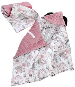 TupTam 2er SET Baby Decken Einschlagdecke 85x85 cm für Autositz Babyschale Babydecke Wiegendecke Minky Baumwolle, Farbe: Rose / Rosa, Größe: Frühling/Sommer - 85 cm x 85 cm