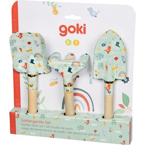 goki 63875 Gartengeräte-Set, Frühling, mehrfarbig, 3-teilig (1 Set)