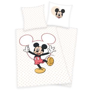2tlg Disney Mickey Mouse Bettwäsche 100% Baumwolle Bettwäscheset Set Maus weiss