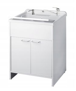 ADGO® Waschbecken Arbeitsplatte Spülbecken Schrank Wasserhahn Spender Set 60x60 cm