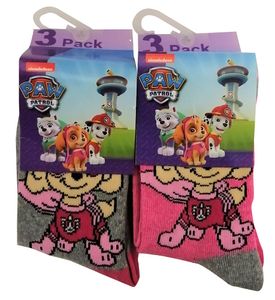 Nickelodeon Paw Patrol 6er Pack Kinder Socken Skye im Heldenkostüm Pink/Grau (27/30)