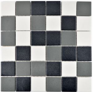 Mosaikfliese RUTSCHEMMEND RUTSCHSICHER schwarz weiß grau metall MOS14-2213-R10