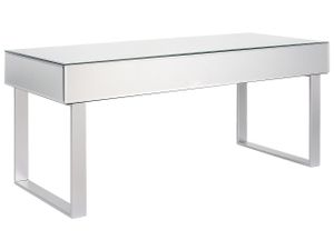 BELIANI Stolik kawowy lustrzany srebrny szkło metal 110 x 47 cm ława z szufladą kryształowe gałki z akrylu metalowa baza styl glam