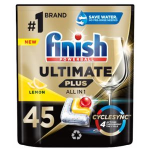 Finish Ultimate Plus All in 1 Lemon Kapsuľky 45ks - Účinné Tablety, Perfektné Čistenie s Intenzívní Vůní Citrónu.