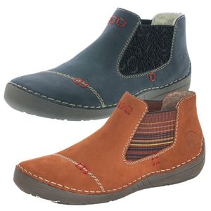 Rieker Damen Schuhe Stiefeletten Chelsea Boots Leder 52590, Größe:41 EU, Farbe:Blau
