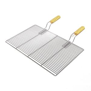 BBQ Grillrost Eckig 60x40cm aus Hochwertigem Edelstahl mit Handgriffen für Gasgrill, Kugelgrill usw.