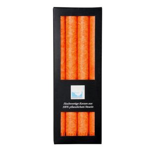 stabkerze orange 22x250mm kerzenfarm hahn 4er Set 100% pflanzliches stearin