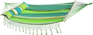 Geräumiger Garten-Schwingstoff Nahen MAXI für zwei Personen mit Tragfähigkeit bis 200 kg. Farbe: Grün mit Streifen