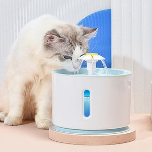 Katzenbrunnen, Edelstahl Trinkbrunnen für Katzen LED Anzeige für Katzen/Hunde - 2,4L, blau