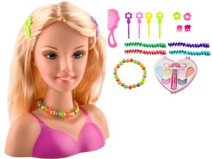 Barbie Deluxe Styling Kopf  mit Regenbogenhaaren Puppe Frisur 27 Accessoires 