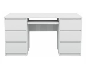 Schreibtisch Computertisch mit 6 Schubladen: Weiß
