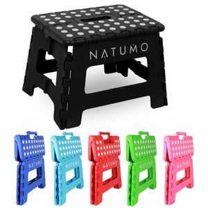 NATUMO® Premium Tritthocker Klapphocker 150kg - Faltbar Küchenhocker Klapptritt Bad-Hocker Klappbar schwarz