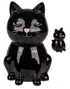Keramik Spardose Katze schwarz mit Schloss