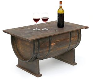 DanDiBo Couchtisch Weinfass 5084 Tisch aus Holz Weinregal 80 cm Beistelltisch Wein Bar