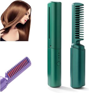Wiederaufladbarer Mini-Haarglätter, kabellose Haarglätterbürste, tragbare Glättungsbürste mit negativen Ionen, Heißkamm-Haarglätter für Frauen, leicht und Mini für unterwegs