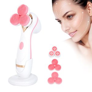 Gesichtsreinigungsbürste, USB-Ladegerät, multifunktional, Gesichtsreinigungsgerät, Silikon, Gesichtsbürste, Reinigungsbürste(Rosa)