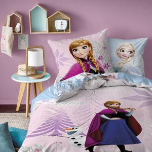 Disney Frozen Die Eiskönigin Bettwäsche Set mit Anna und Elsa · Kinderbettwäsche für Mädchen 135x200 80x80cm aus 100% Baumwolle · Linon Qualität mit Reißverschluss