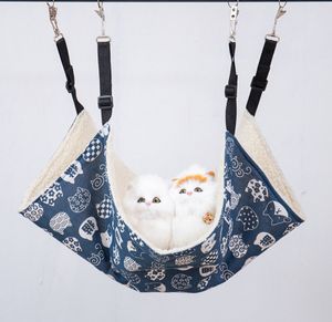 minhgoring Katzen Hängematte, 60*50cm Katzenhängematte Katzenschaukel Doppelseitiger Hängematte Käfig Katzenhängematte für Katzen,Kleine Hunde oder Andere Haustiere(Blau )