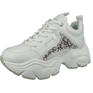 Buffalo Damen Low Sneaker Binary Lux Low Top 1630723 Weiß  White Leder und Textil, Groesse:37 EU