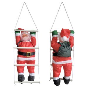 Weihnachtsmann auf Leiter 85x25cm Gepolstert Nikolaus mit Grünen Handschuhen [lux.pro]