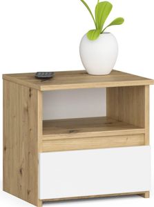 Nachttisch AKORD CL1 in der Farbe Eiche Artisan Schublade Front Weiß B40 x H40 x T35 cm