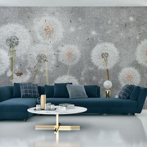 Muralo XXL Selbstklebende FOTOTAPETE Abstrakte 3D Effekt Beton PUSTEBLUMEN (B) 152,5 cm x (H) 104 cm Tapete Wandtapete WOHNZIMMER SCHLAFZIMMER 5178