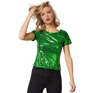 dressforfun Pailletten-Kurzarm-Shirt - grün, XXL