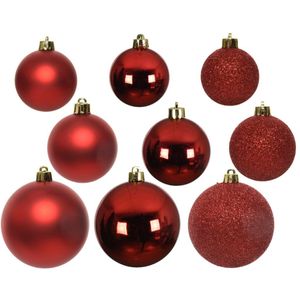 Weihnachtskugeln Kunststoff 6-10cm Mix 26er Set - Weihnachtsrot