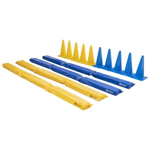 Dönges Pferdegasse gefülltes Set + 10er XXL Pylonen-Set 50 cm blau und gelb