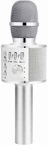 Wireless Bluetooth Karaoke Mikrofon Kinder,Tragbares 3 in 1 Karaoke Mikrofon Bluetooth Karaoke, Home Party Ktv Microphone Lautsprecher für iPhone/Android/iPad/PC Smartphone (Silber)